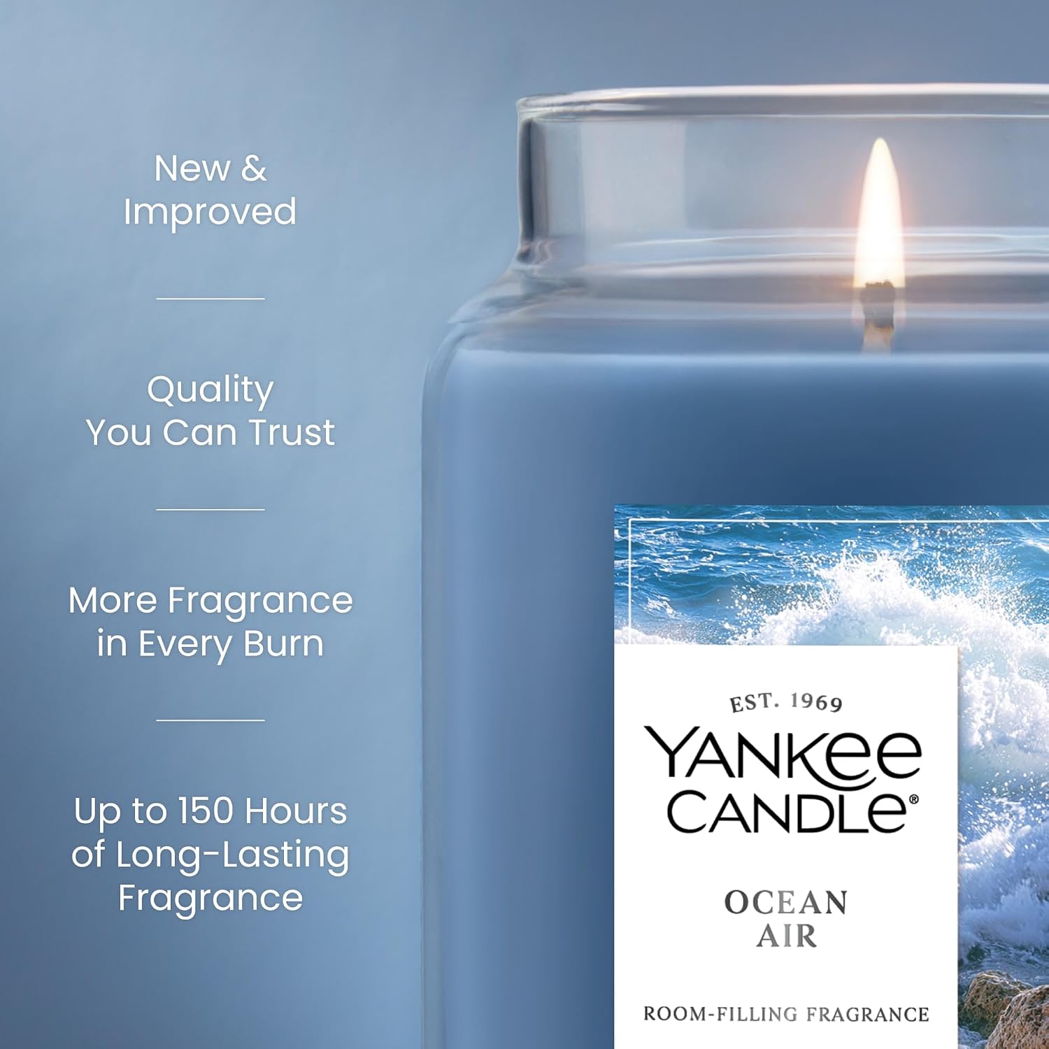 Yankee Candle Ocean Air Scented Candle, 22oz Large Jar with up to 150 Hour Burn Time, Giftable - Image 3