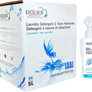 Excelsior HE Laundry Detergent Liquid Fragrance Free Concentrated 333 Loads 5 Liter With Natural Stain Remover, High Efficiency Washing Detergent Laundry Soap Bulk Works In All Washers Unscented