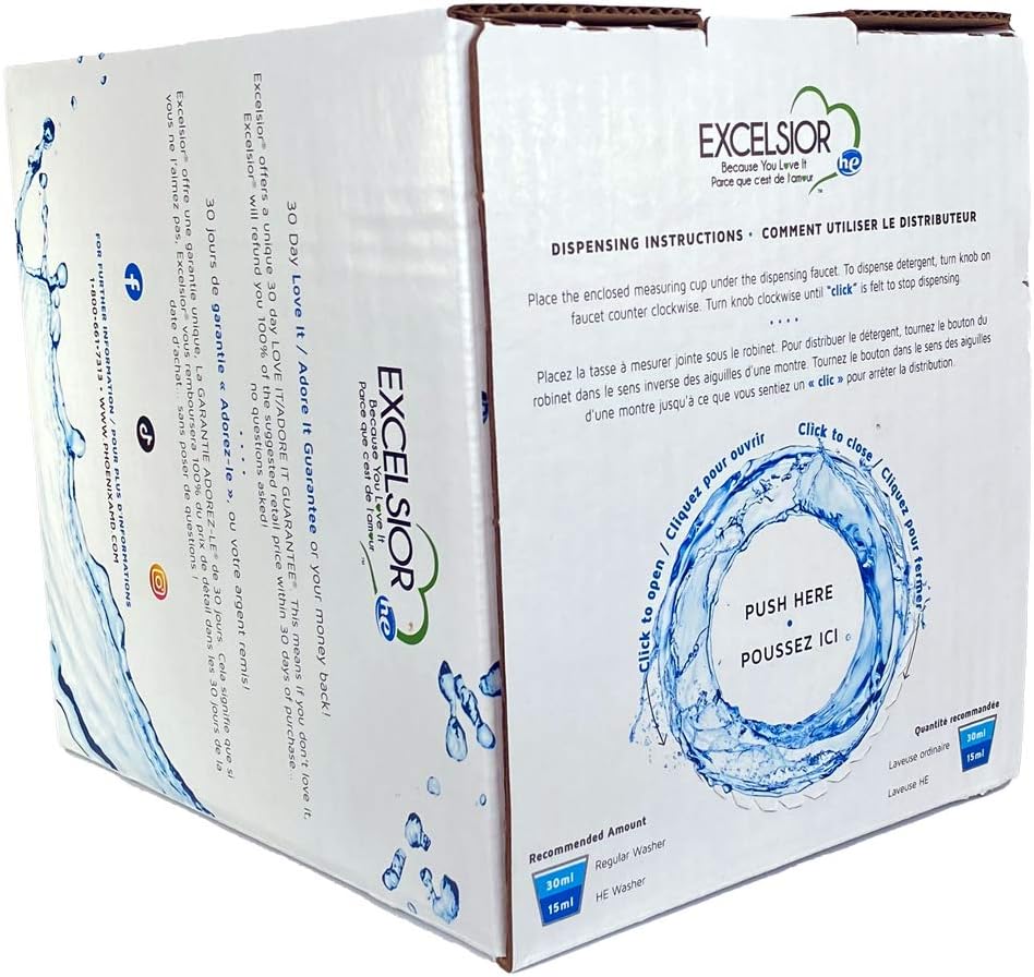 Excelsior HE Laundry Detergent Liquid Fragrance Free Concentrated 333 Loads 5 Liter With Natural Stain Remover, High Efficiency Washing Detergent Laundry Soap Bulk Works In All Washers Unscented - Image 7