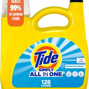 Tide Simply All-In-One Liquid Laundry Detergent, Refreshing Breeze Scent, 128 Loads, 168 fl oz